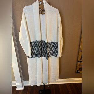 Long Open Front Cardigan Sweater Women’s 2X Cream Boho Duster